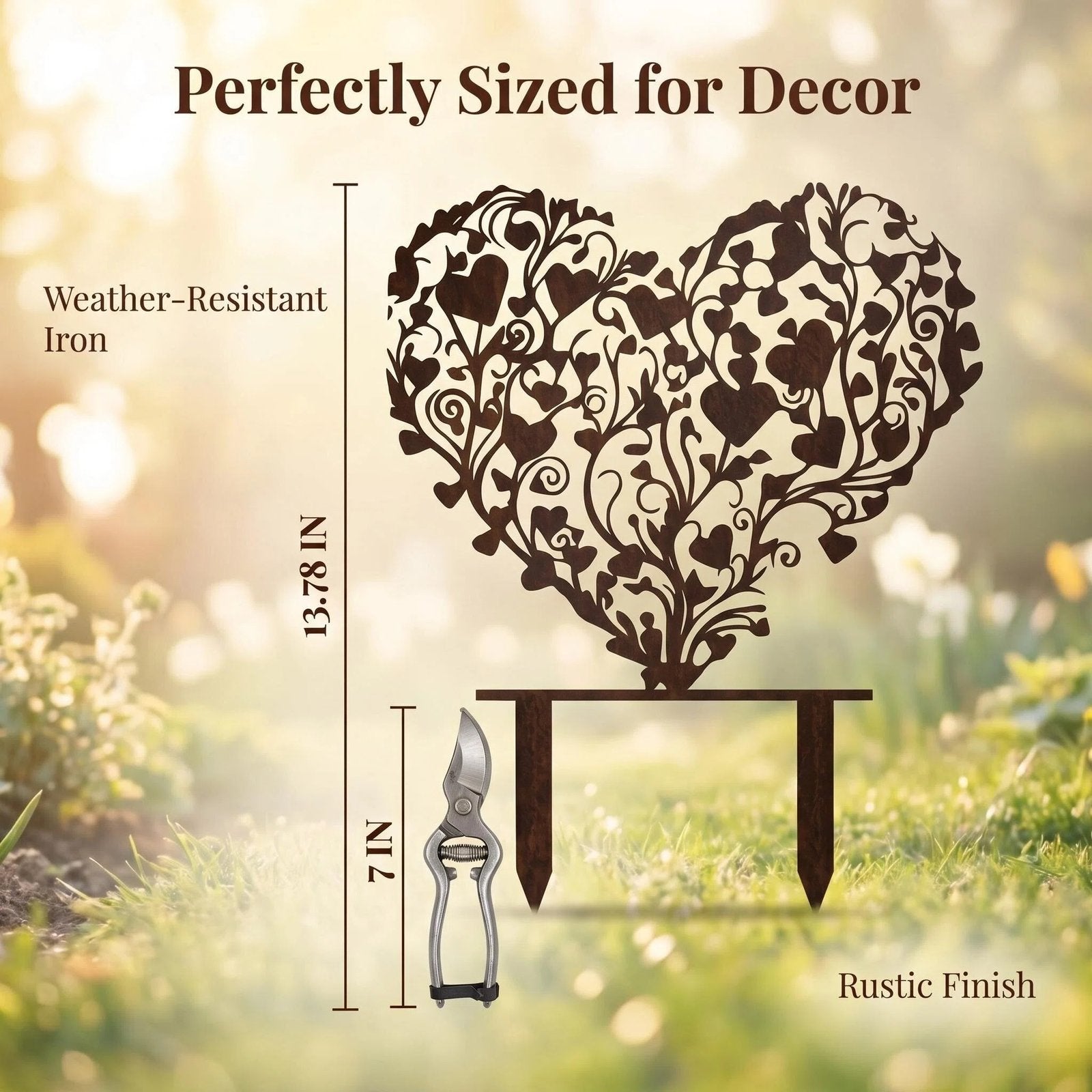 Rustic Heart Vine Metal Garden Stake product detail view