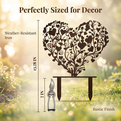 Rustic Heart Vine Metal Garden Stake product detail view