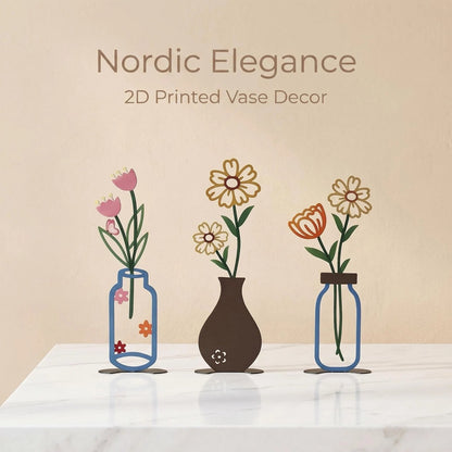 Metal Floral Vase Tabletop Decor