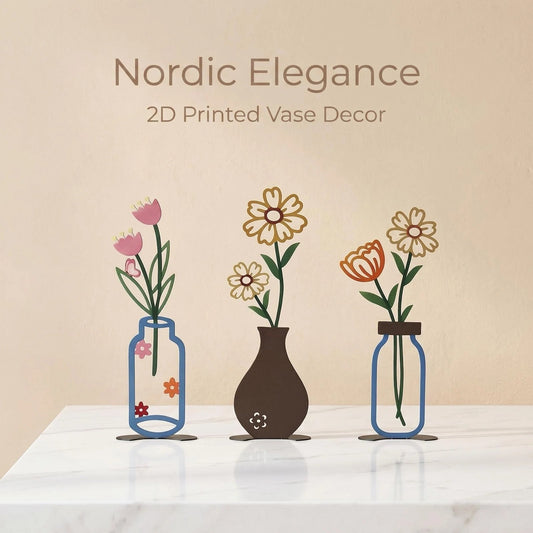 Metal Floral Vase Tabletop Decor