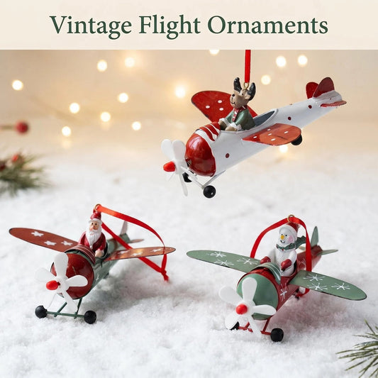Metal Airplane Christmas Ornament