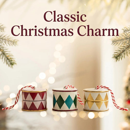Vintage Metal Drum Christmas Ornament