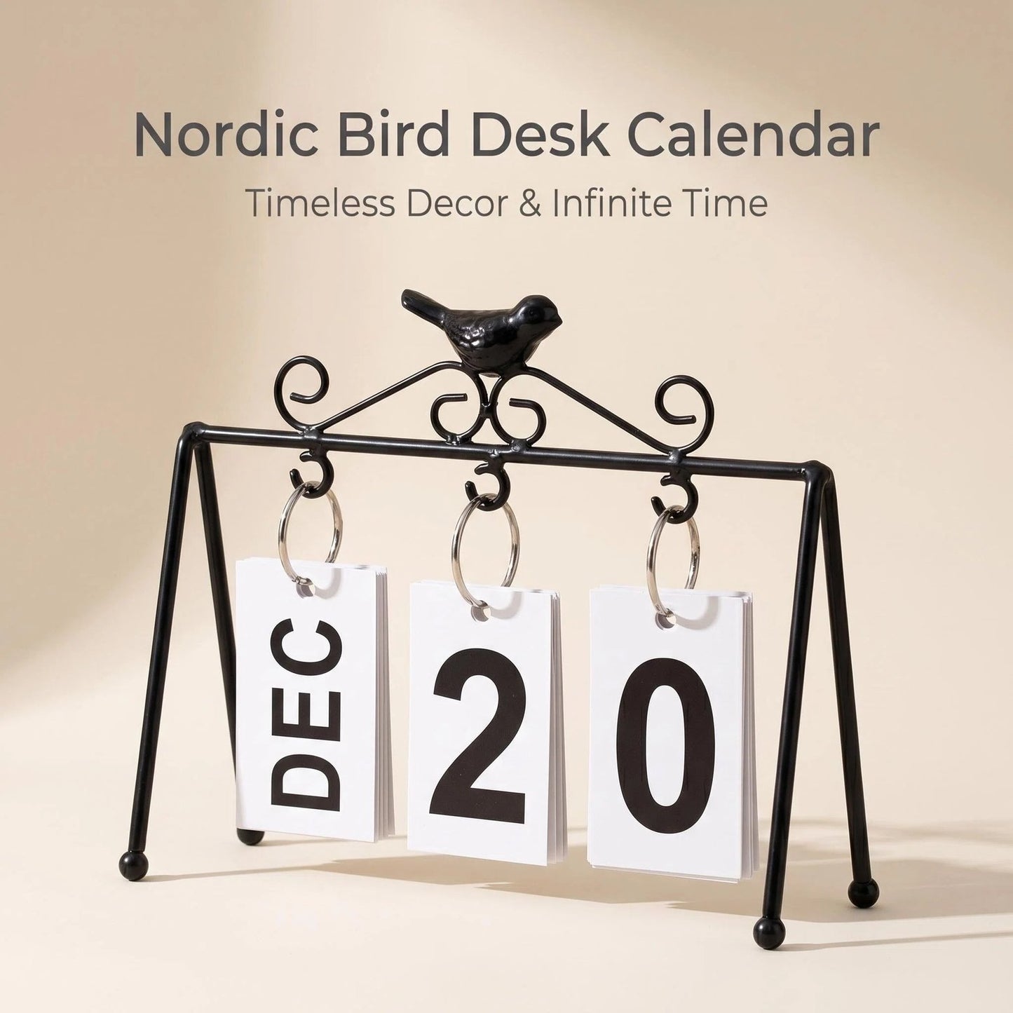 Nordic Metal Bird Perpetual Desk Calendar