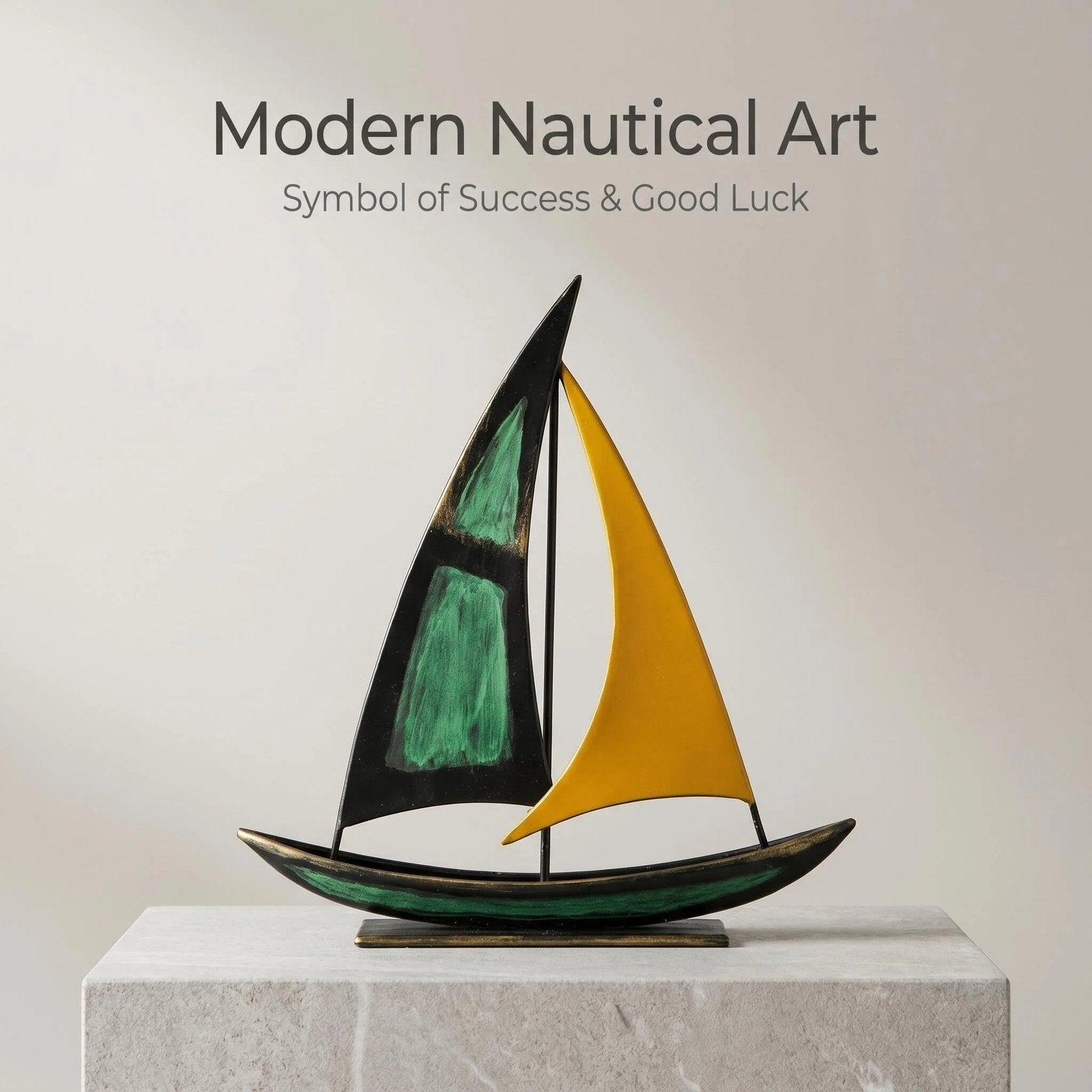 Modern Metal Sailboat Sculpture