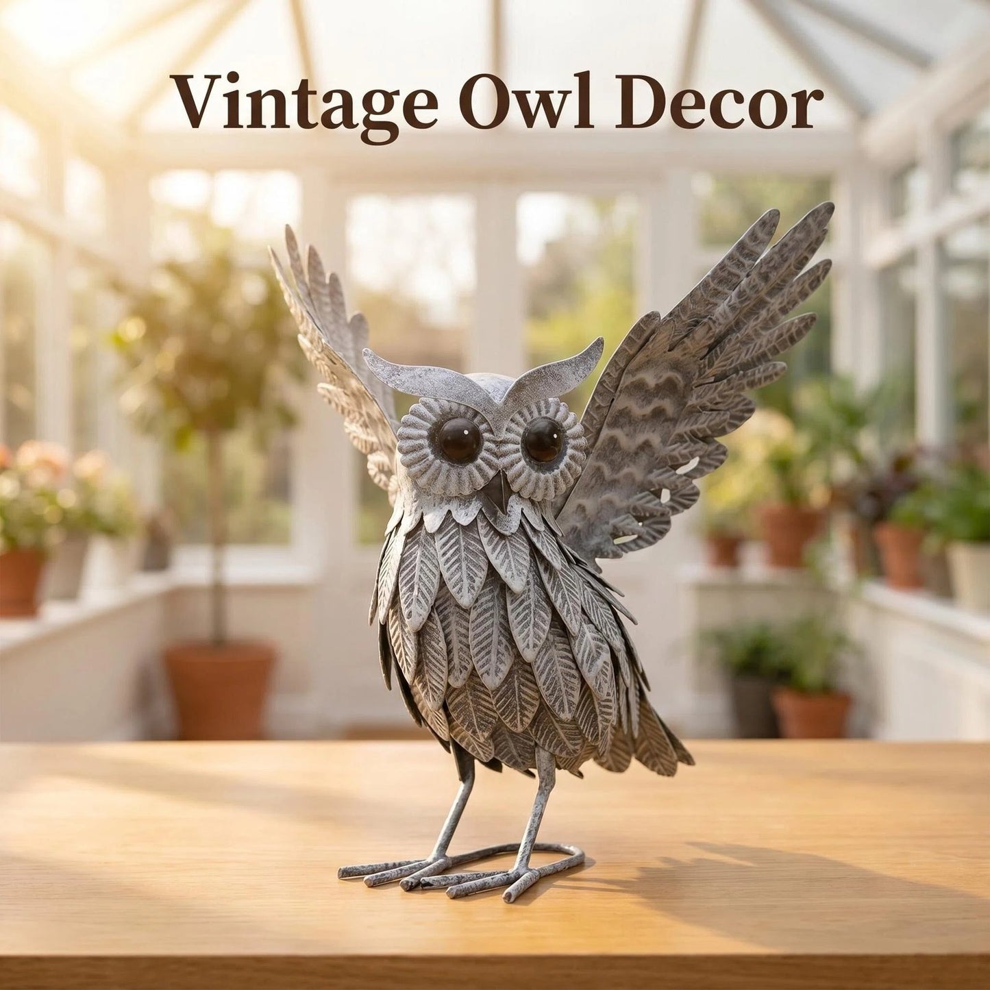 Vintage Metal Owl Garden Sculpture