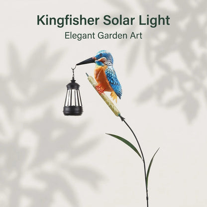 Solar Metal Kingfisher Garden Stake Light