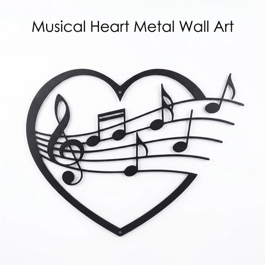 Heart Music Note Metal Wall Art
