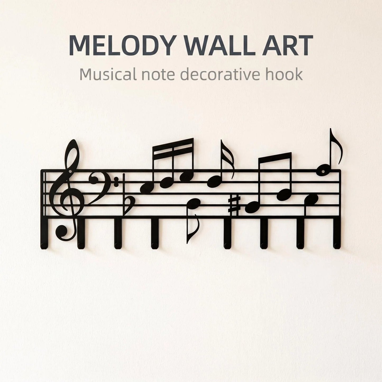 Musical Note Metal Wall Hook Rack
