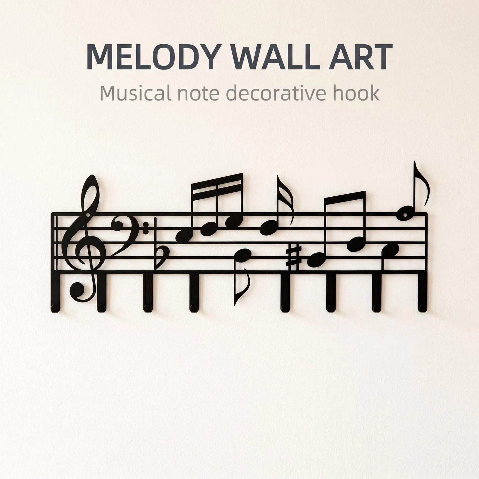 Musical Note Metal Wall Hook Rack