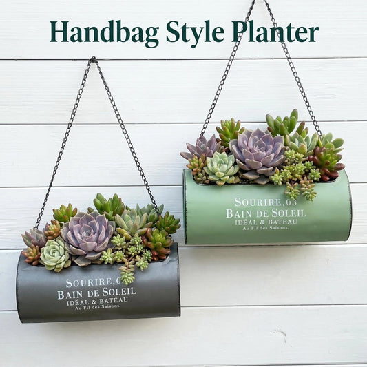 Vintage Metal Purse Hanging Planter
