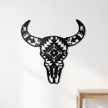 Metal Cow Head Western Wall Art