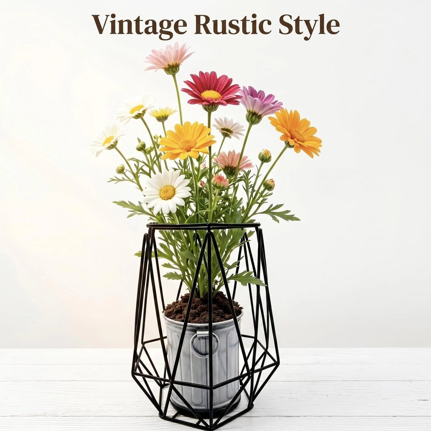 Rustic Metal Bucket Planter