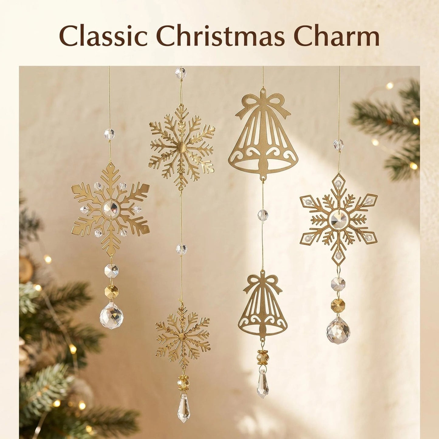 Metal Bell & Snowflake Christmas Garland