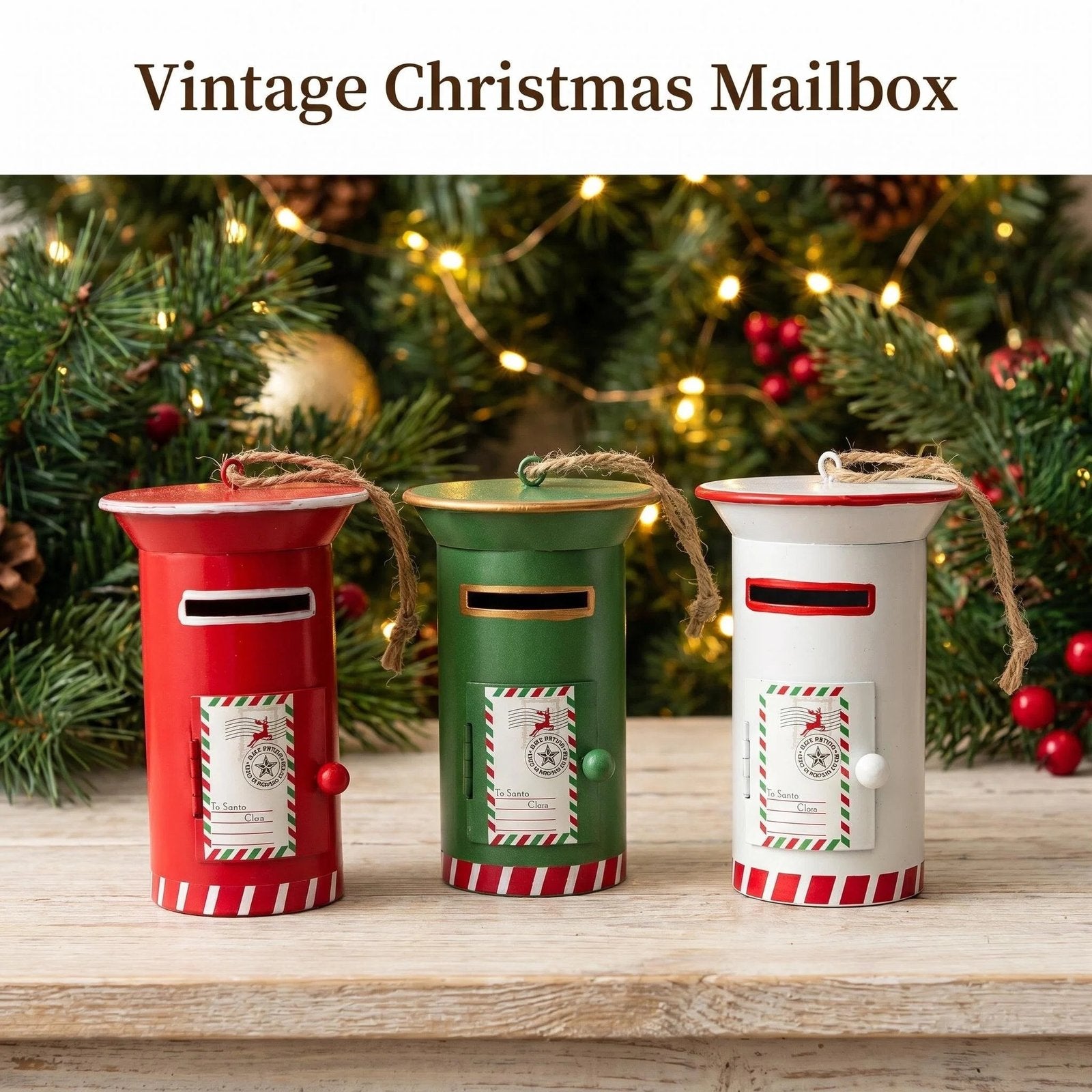 Vintage Metal Christmas Mailbox Ornament