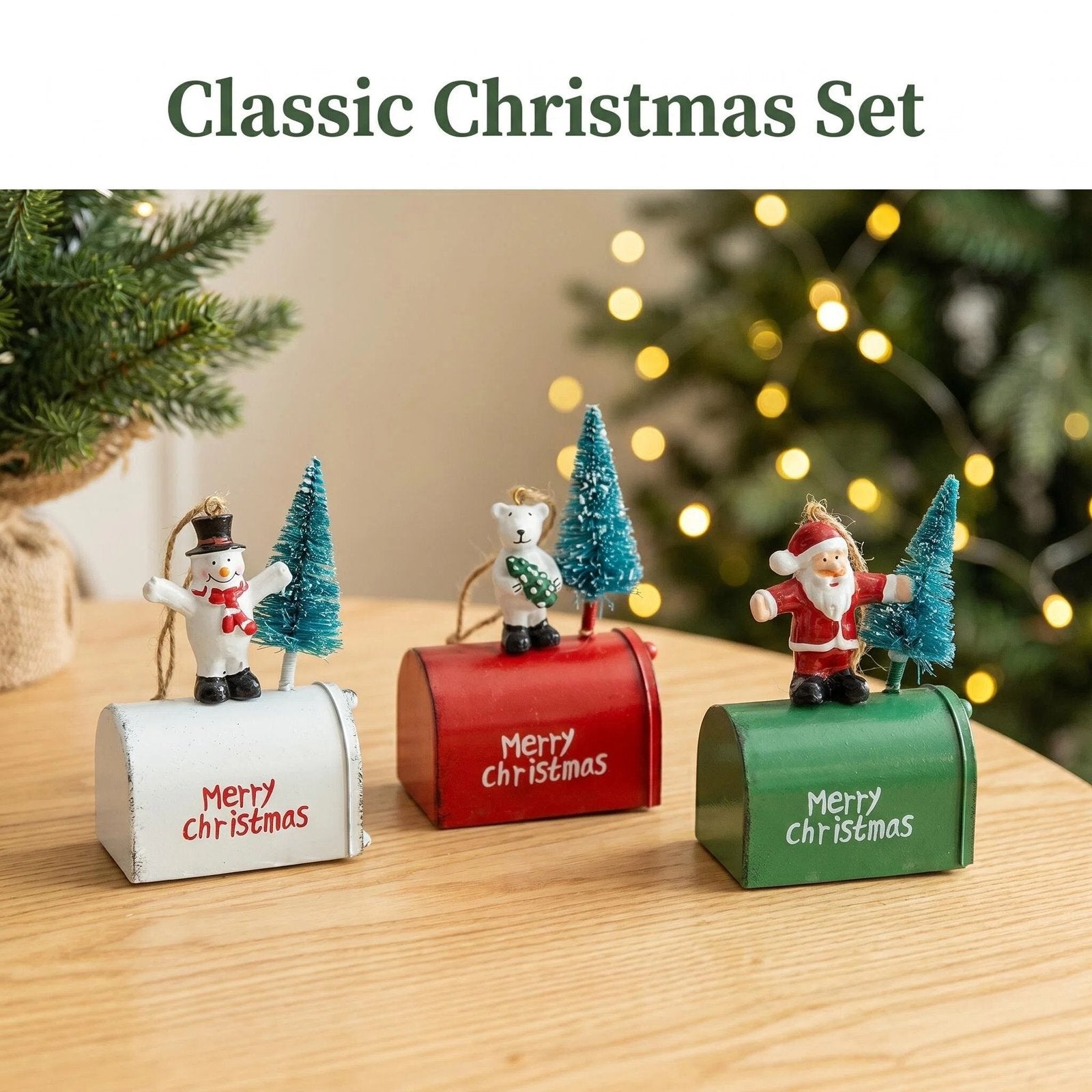 Metal Santa & Snowman Mailbox Ornament