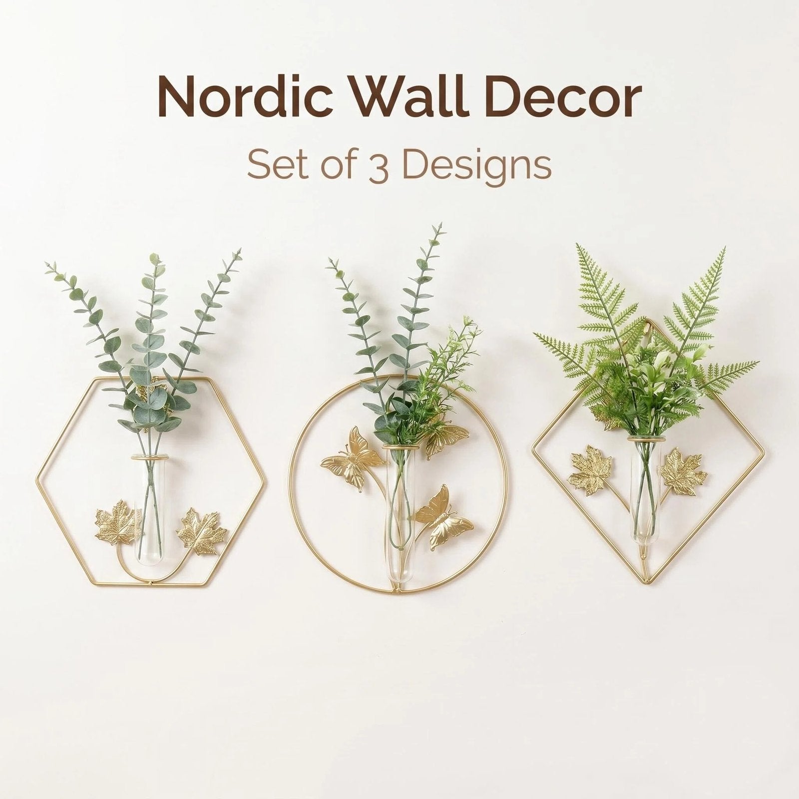 Gold Geometric Metal Wall Vase