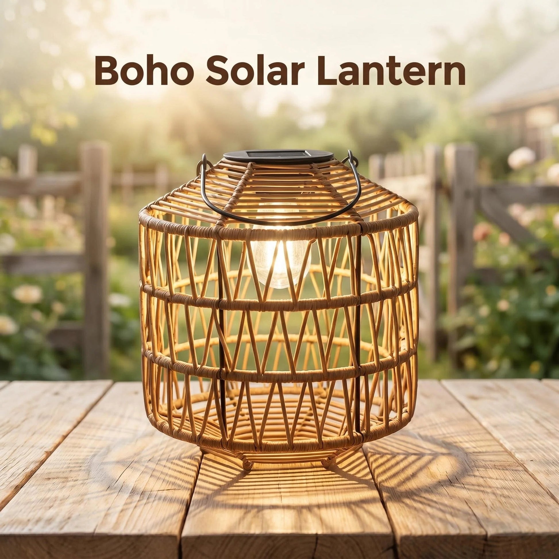 Solar Woven Rattan Lantern