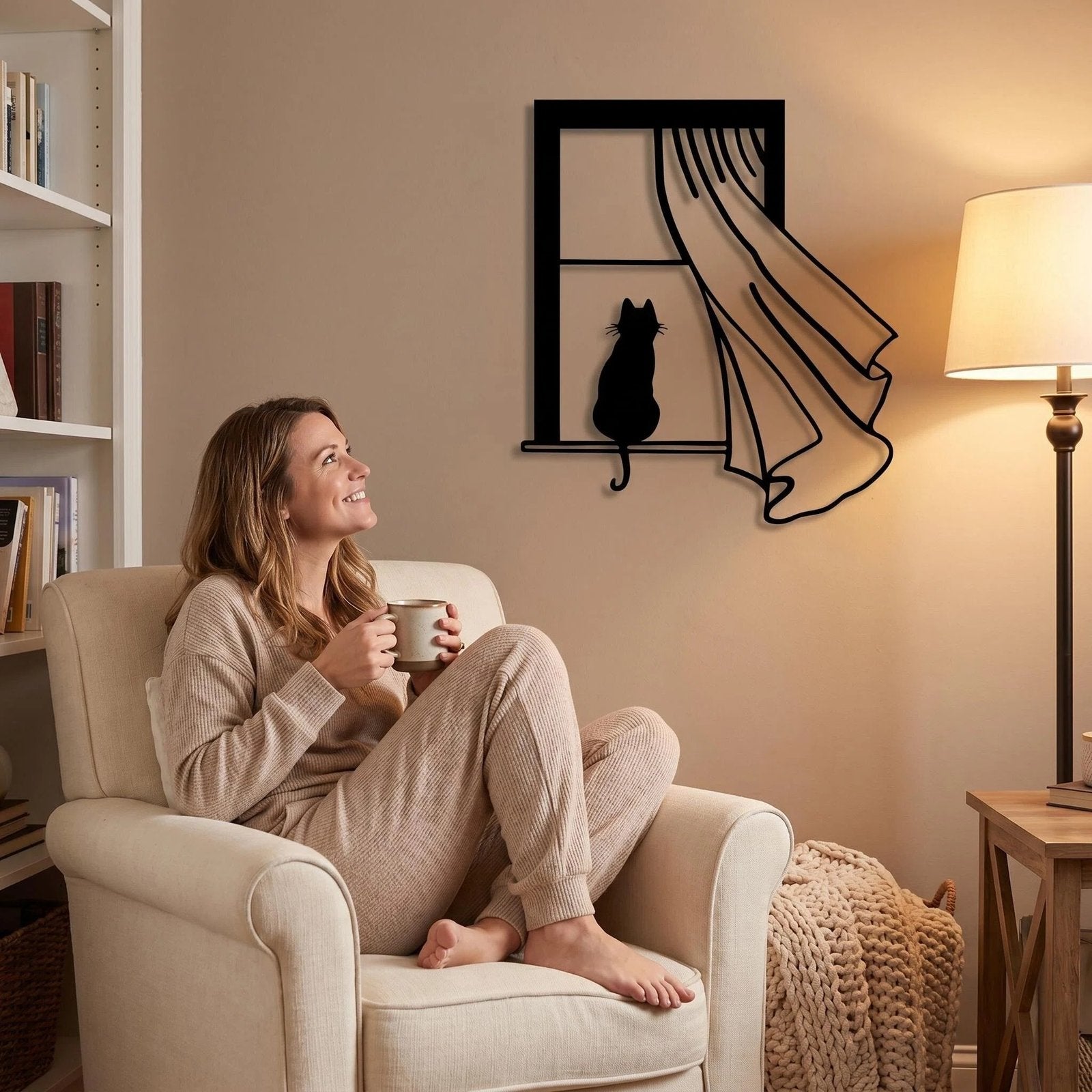 Cat Silhouette Metal Wall Art alternate product view