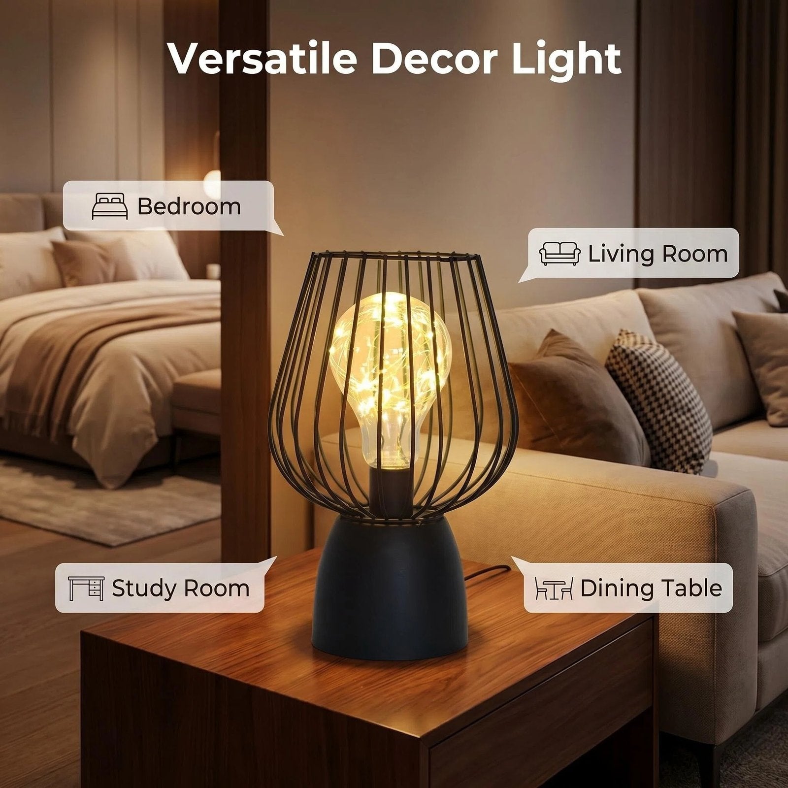 Battery-Operated Metal LED Table Lamp alternate product view