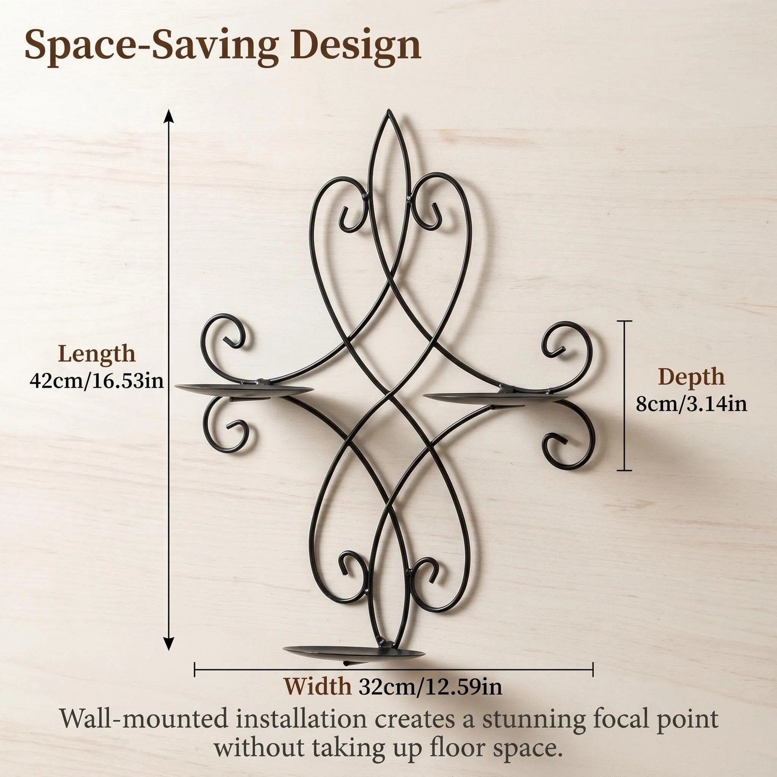 Vintage Black Iron Wall Candle Holder alternate product view
