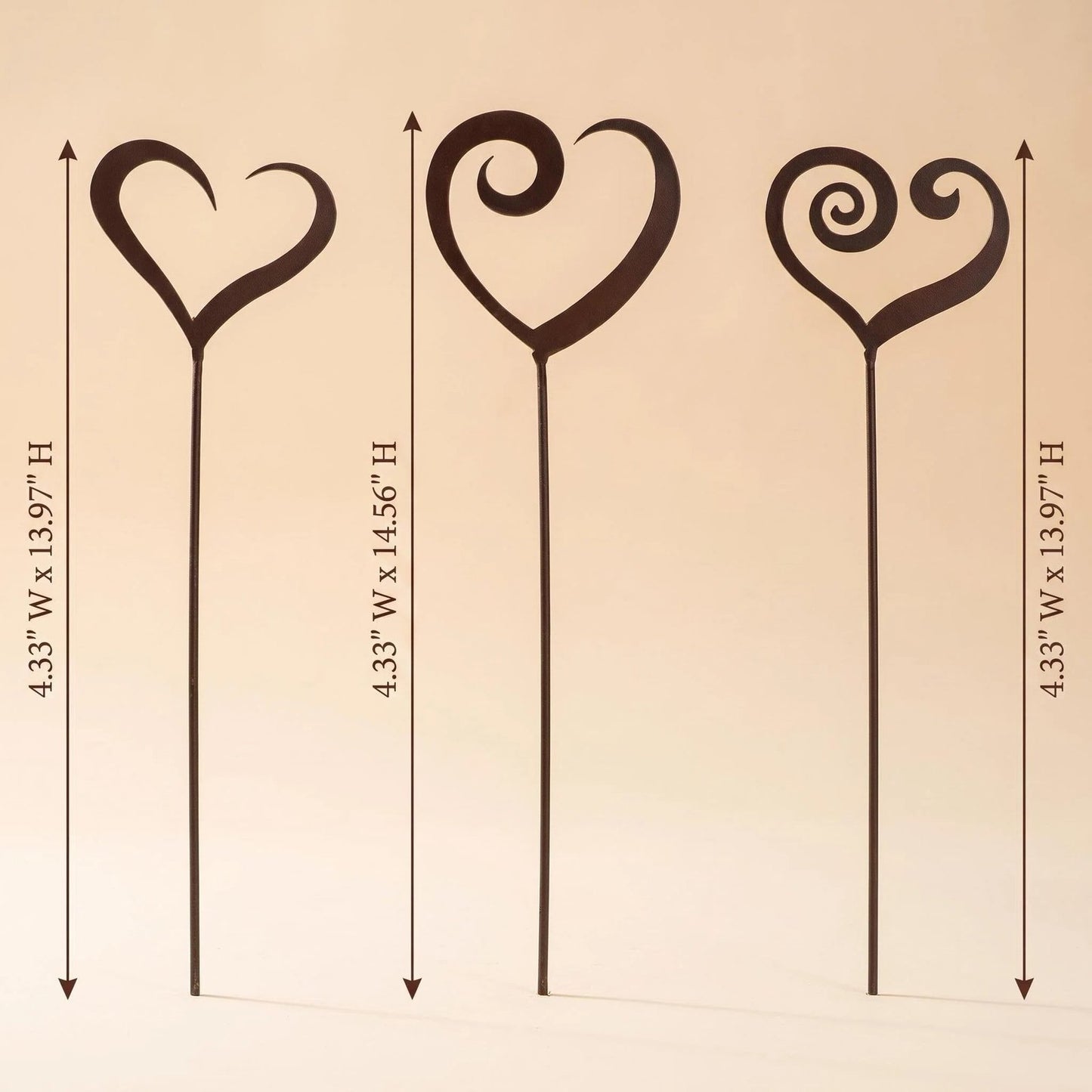3-Piece Heart Metal Garden Stake Set product detail view