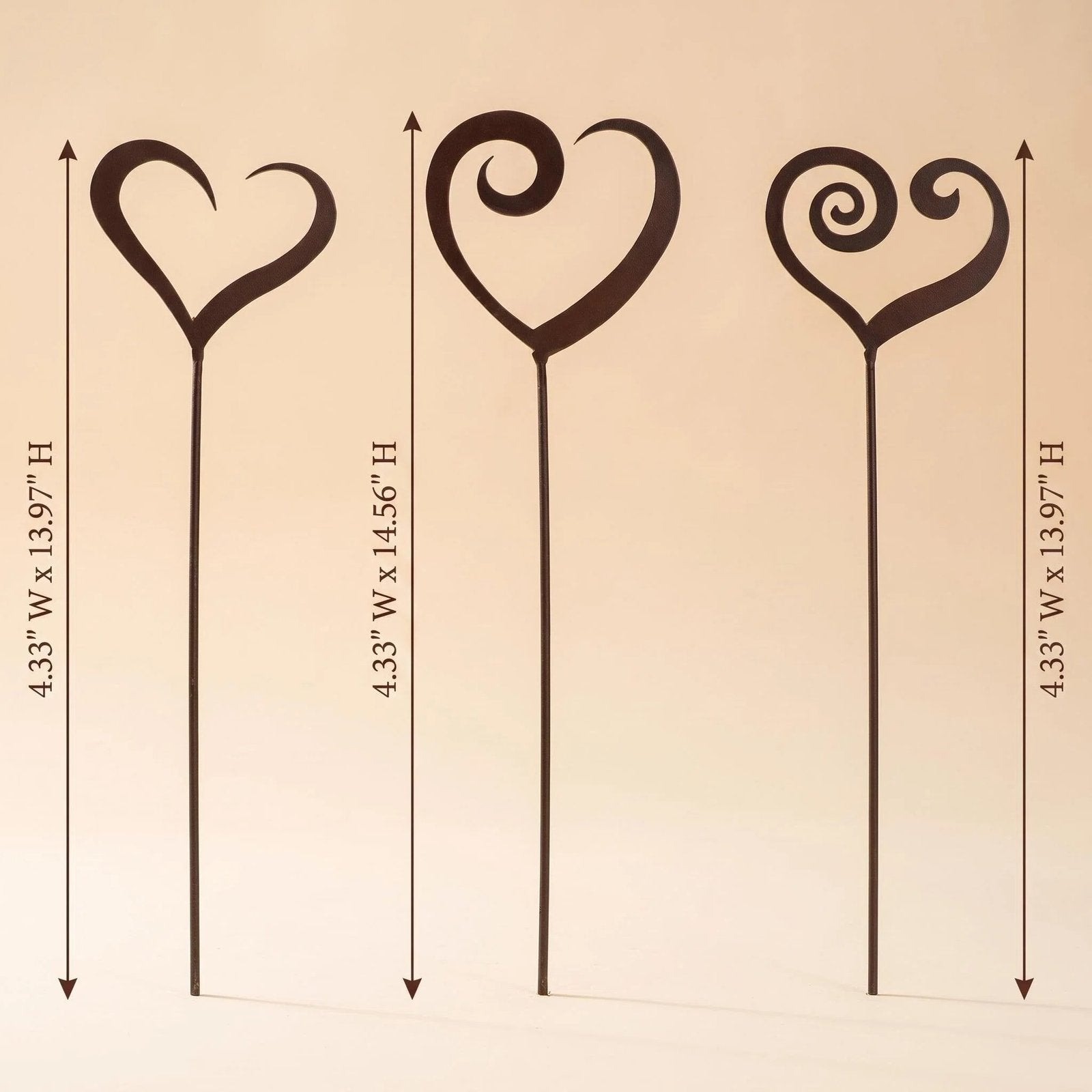 3-Piece Heart Metal Garden Stake Set product detail view