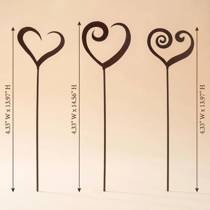 3-Piece Heart Metal Garden Stake Set product detail view