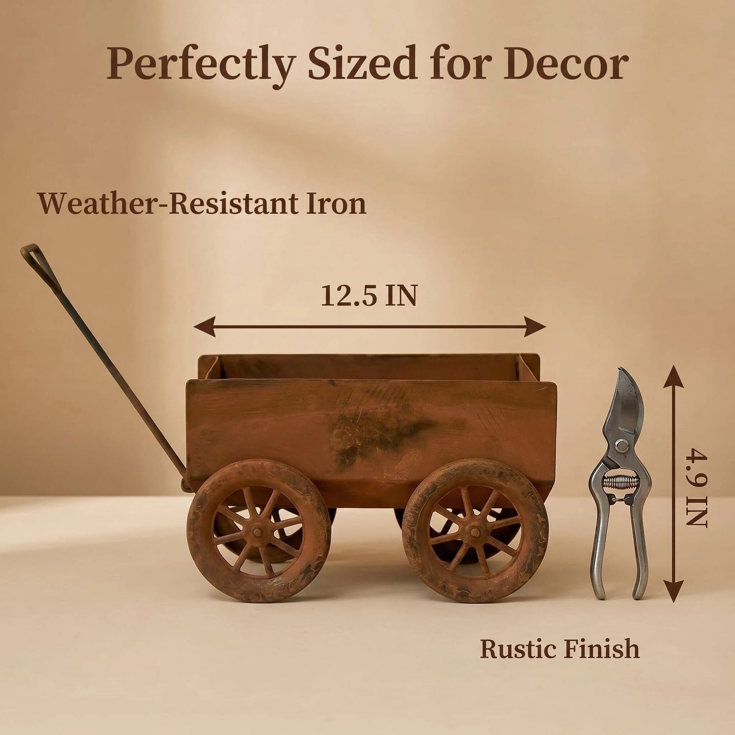 Rustic Metal Wheelbarrow Planter additional product view