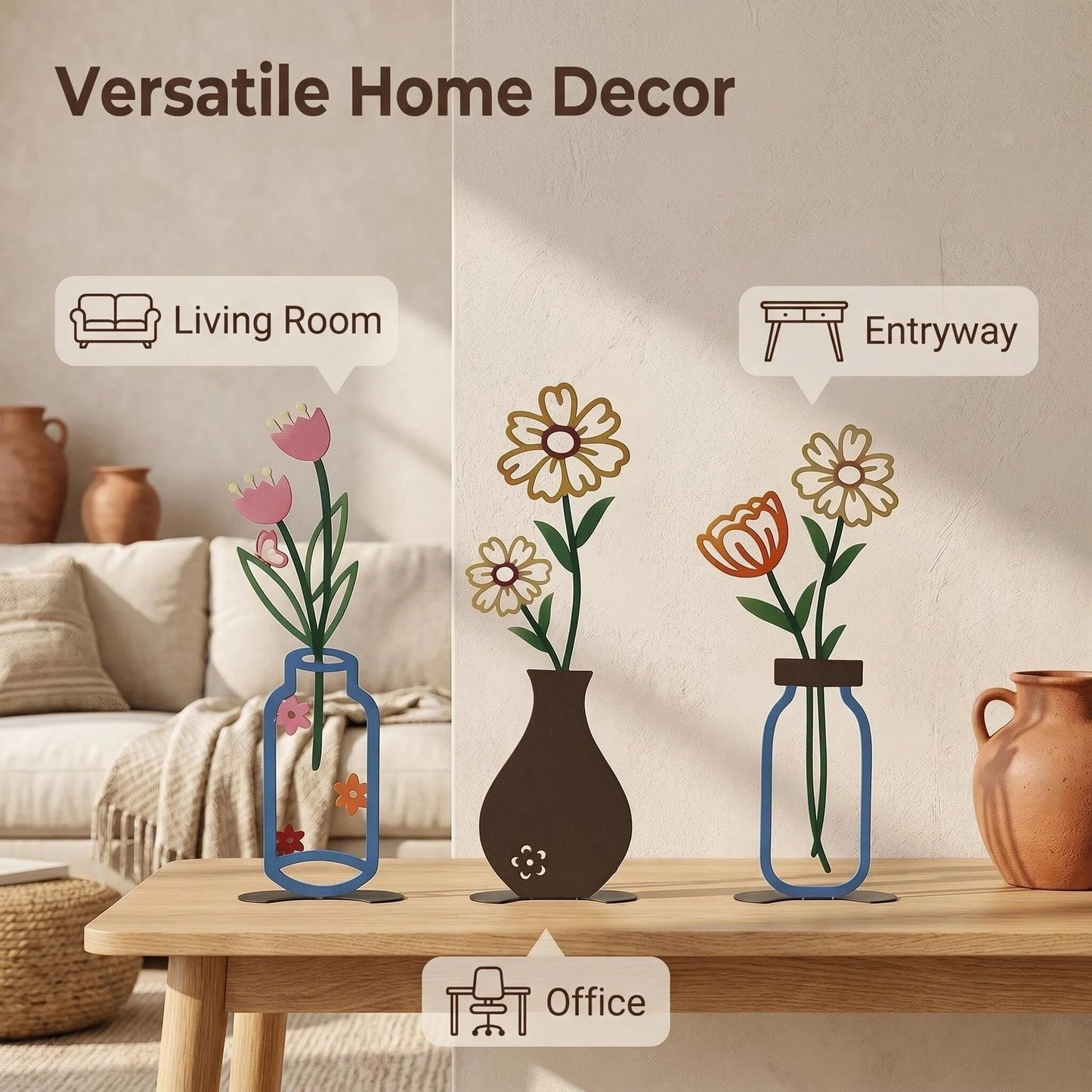 Metal Floral Vase Tabletop Decor alternate product view