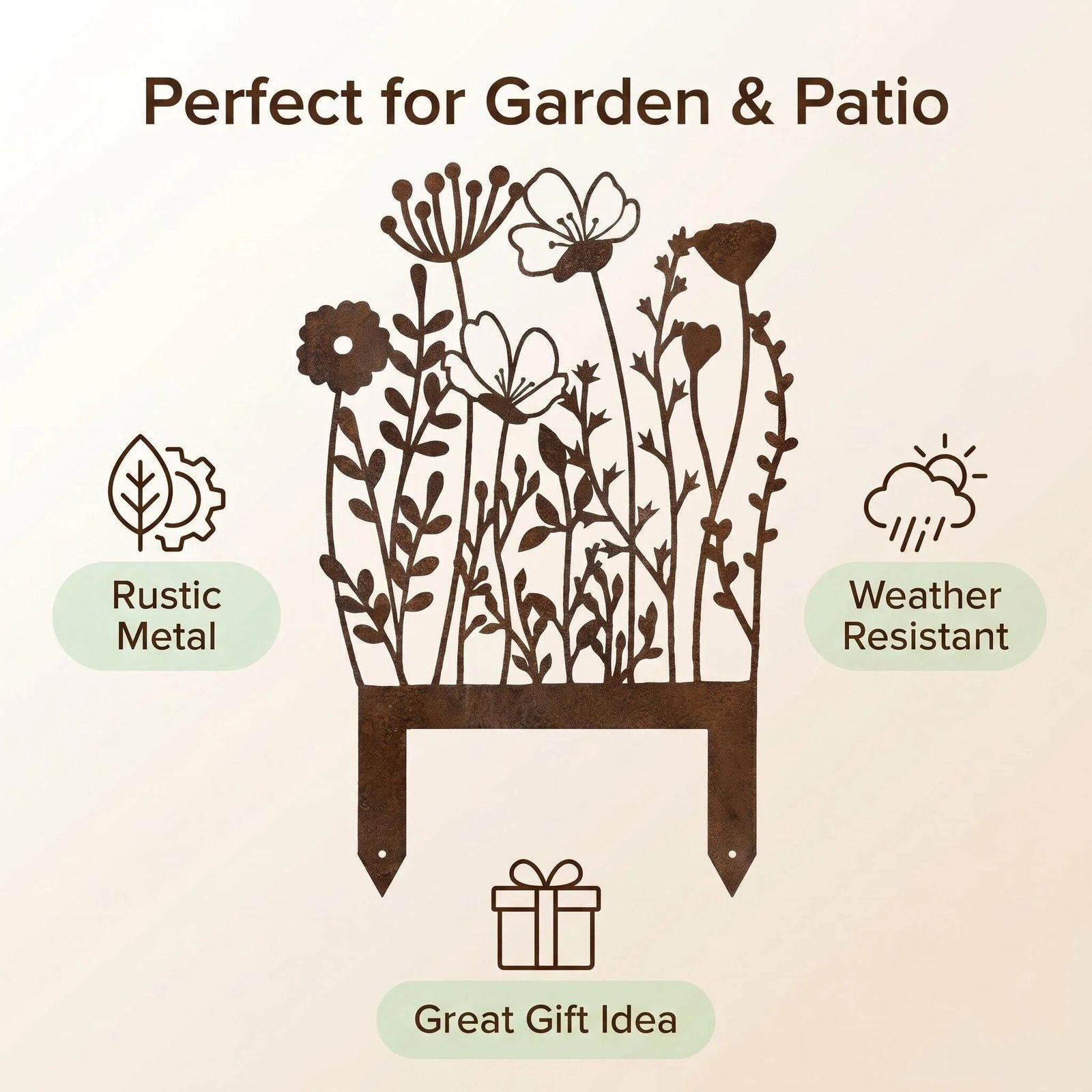 Rustic Metal Wildflower Garden Stake product detail view