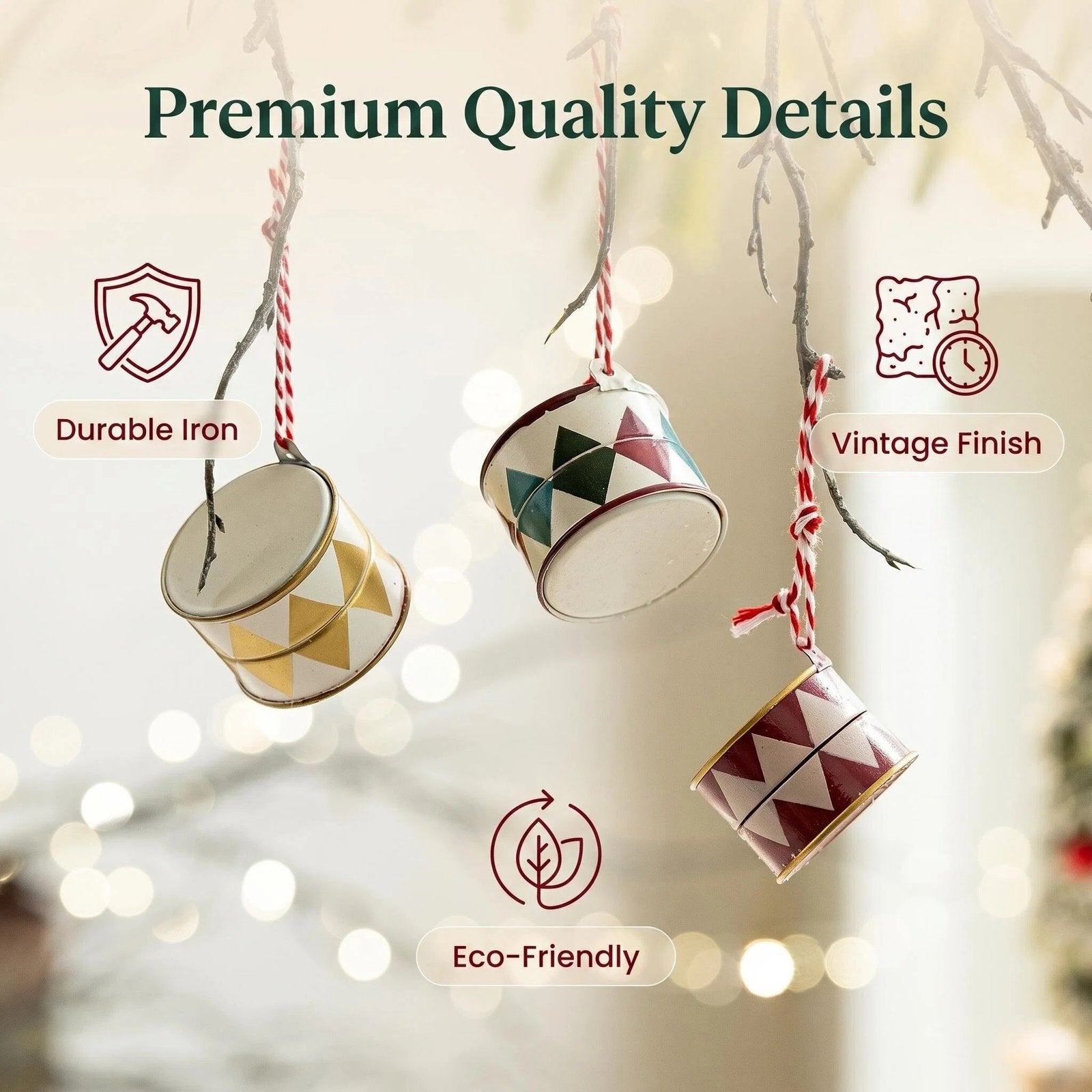 Vintage Metal Drum Christmas Ornament alternate product view
