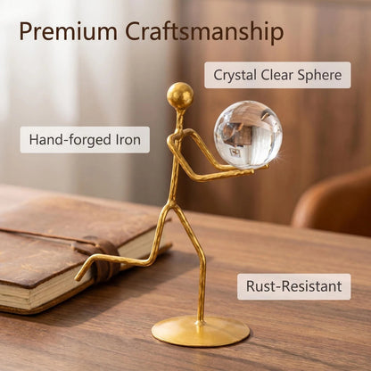 Gold Metal Athlete Crystal Ball Table Decor alternate product view