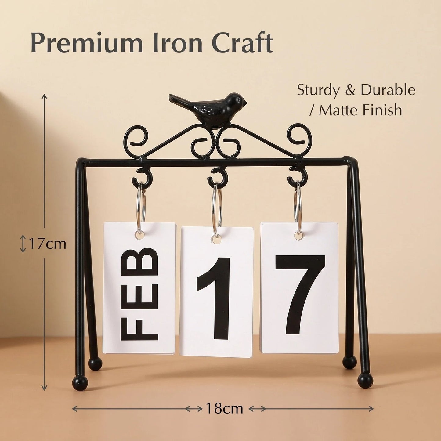Nordic Metal Bird Perpetual Desk Calendar alternate product view