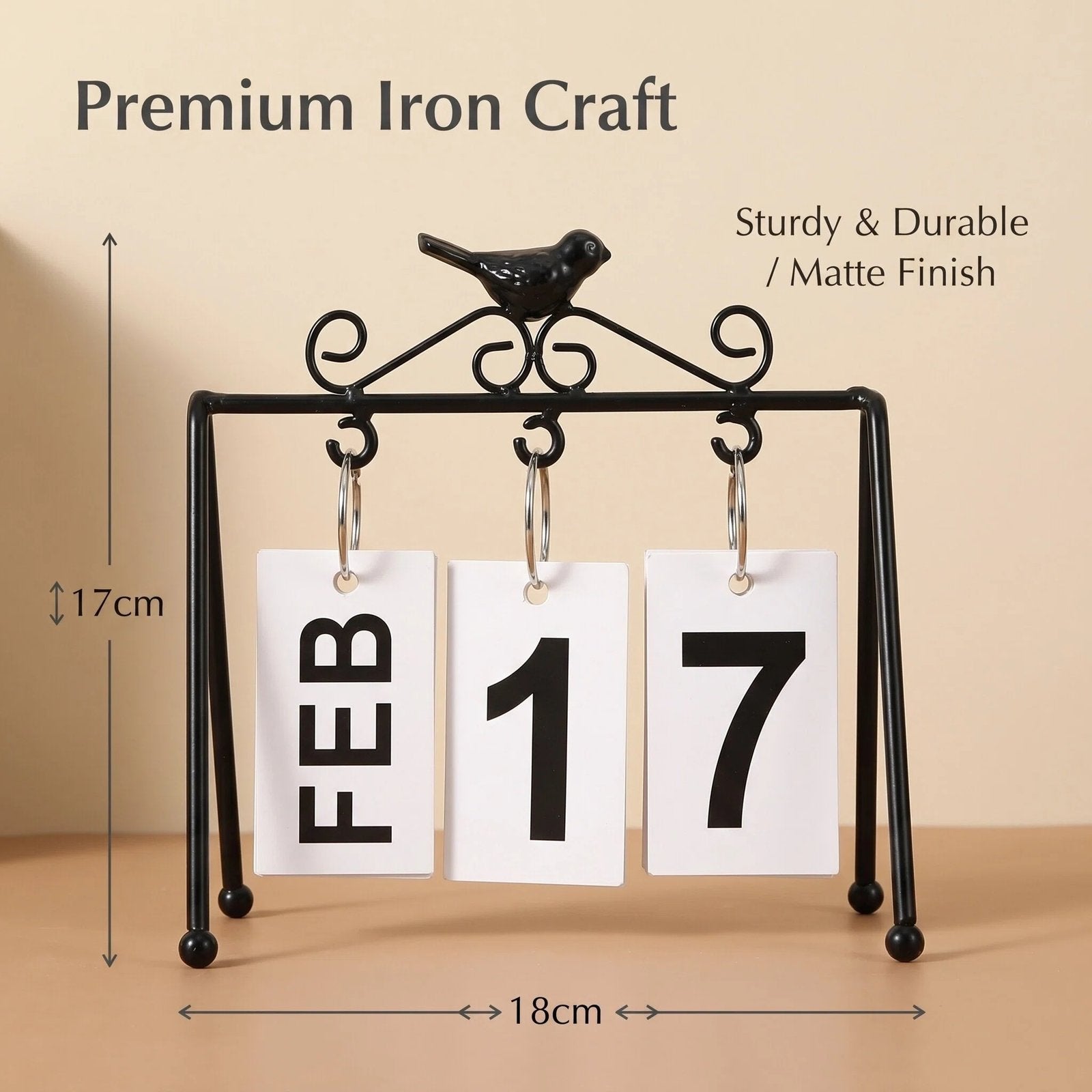 Nordic Metal Bird Perpetual Desk Calendar alternate product view