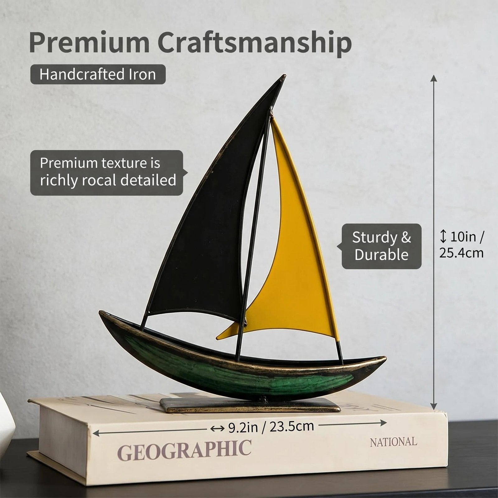 Modern Metal Sailboat Sculpture alternate product view