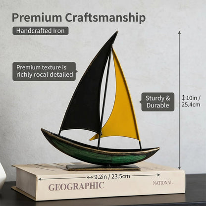 Modern Metal Sailboat Sculpture alternate product view