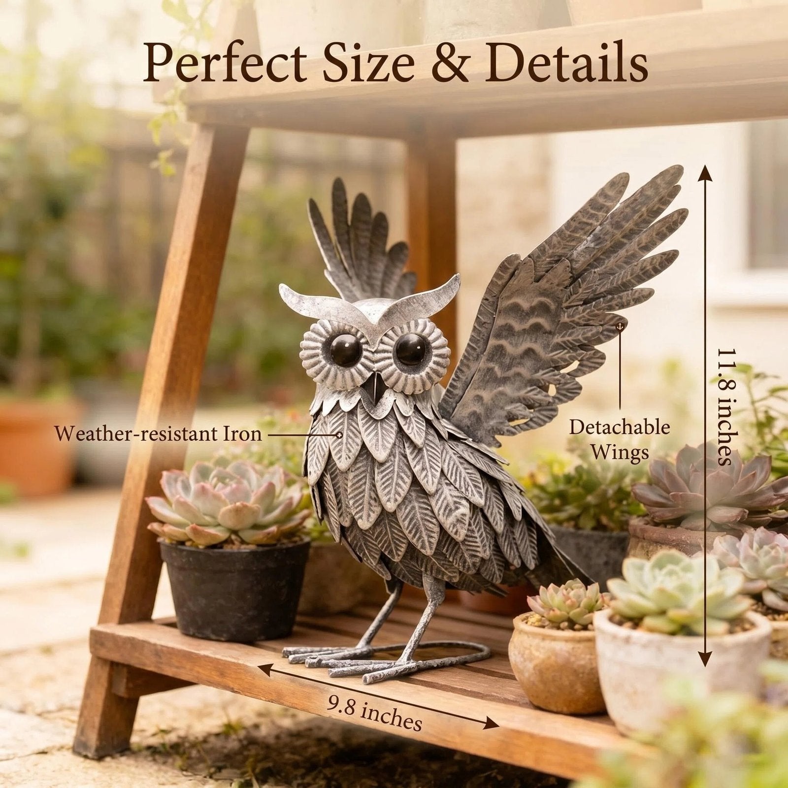 Vintage Metal Owl Garden Sculpture alternate product view