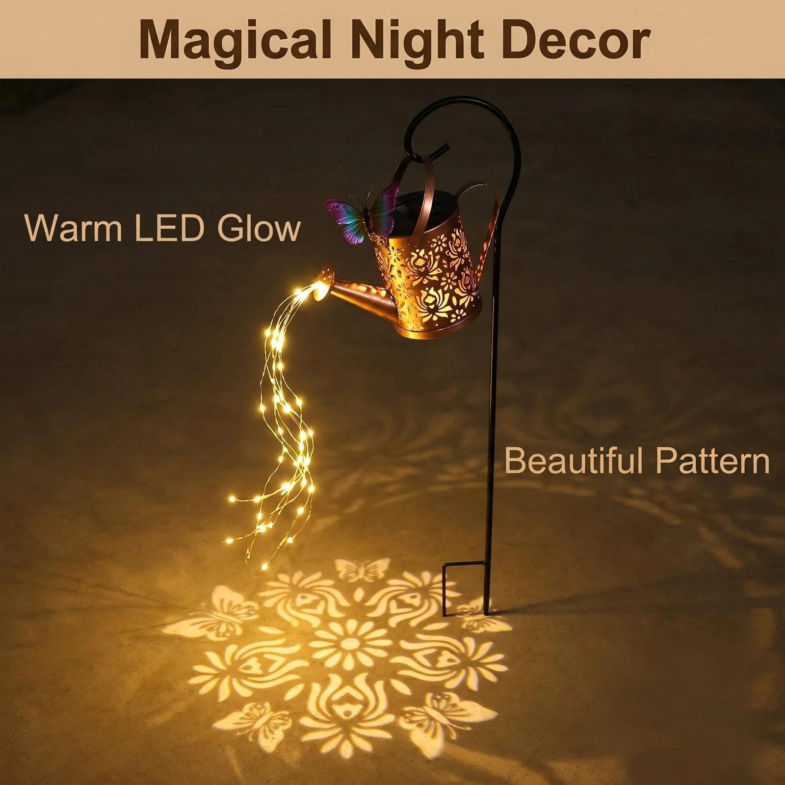 Solar Metal Watering Can Garden Light alternate product view