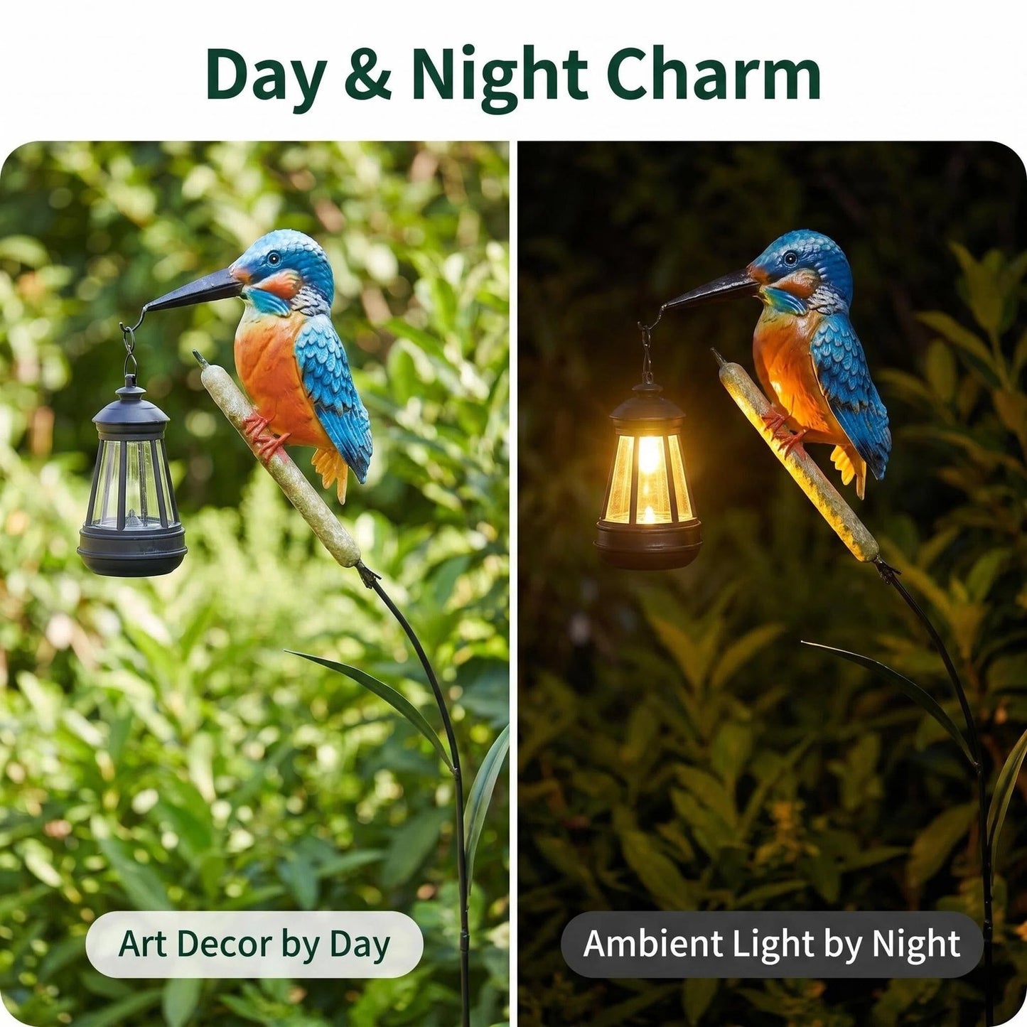 Solar Metal Kingfisher Garden Stake Light product detail view