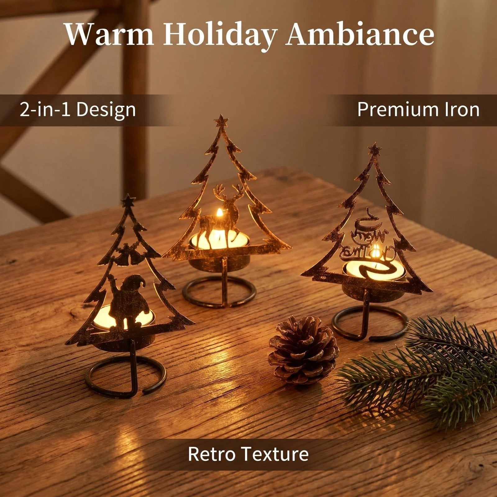 Metal Christmas Tree Candle Holder alternate product view