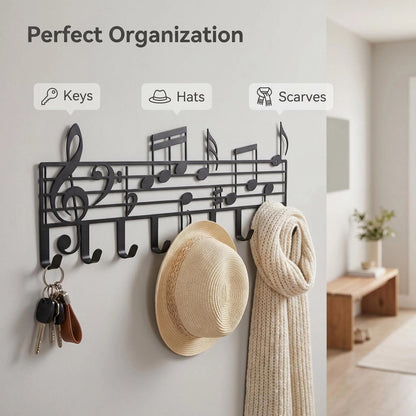 Musical Note Metal Wall Hook Rack alternate product view