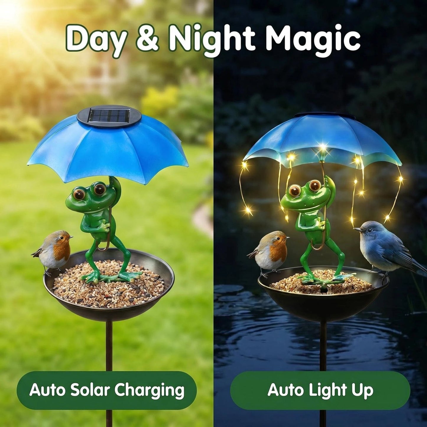 Solar Metal Frog Garden Light alternate product view
