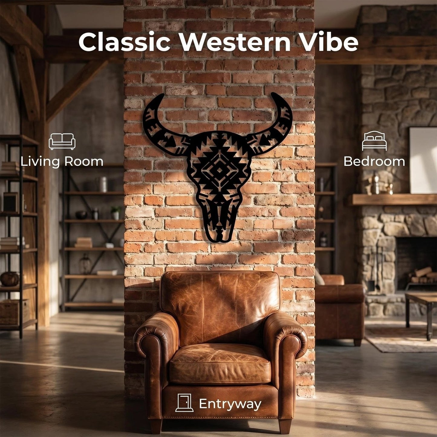 Metal Cow Head Western Wall Art alternate product view
