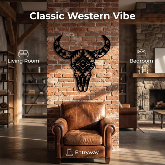 Metal Cow Head Western Wall Art alternate product view