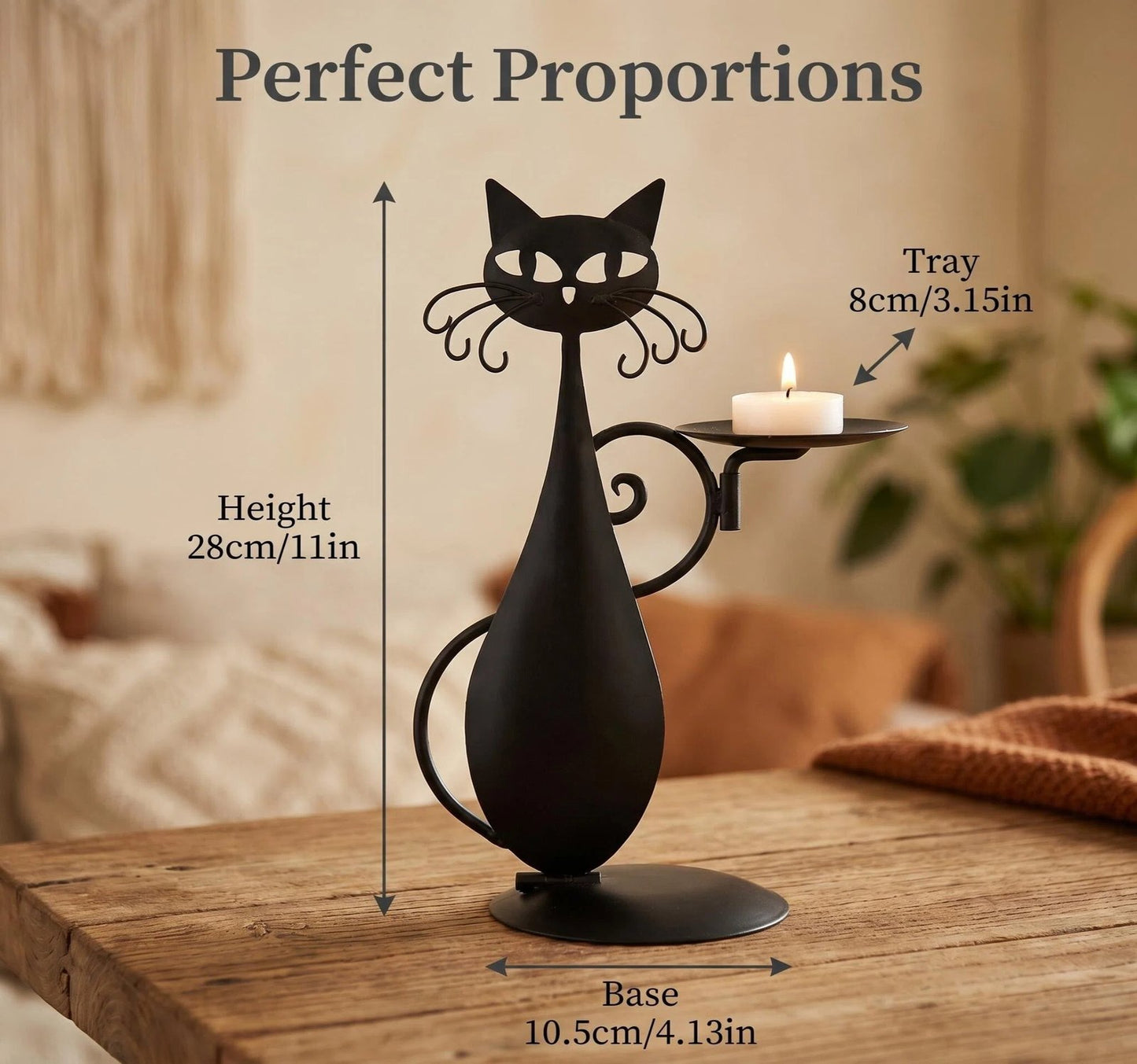 Vintage Cat Iron Candle Holder alternate product view
