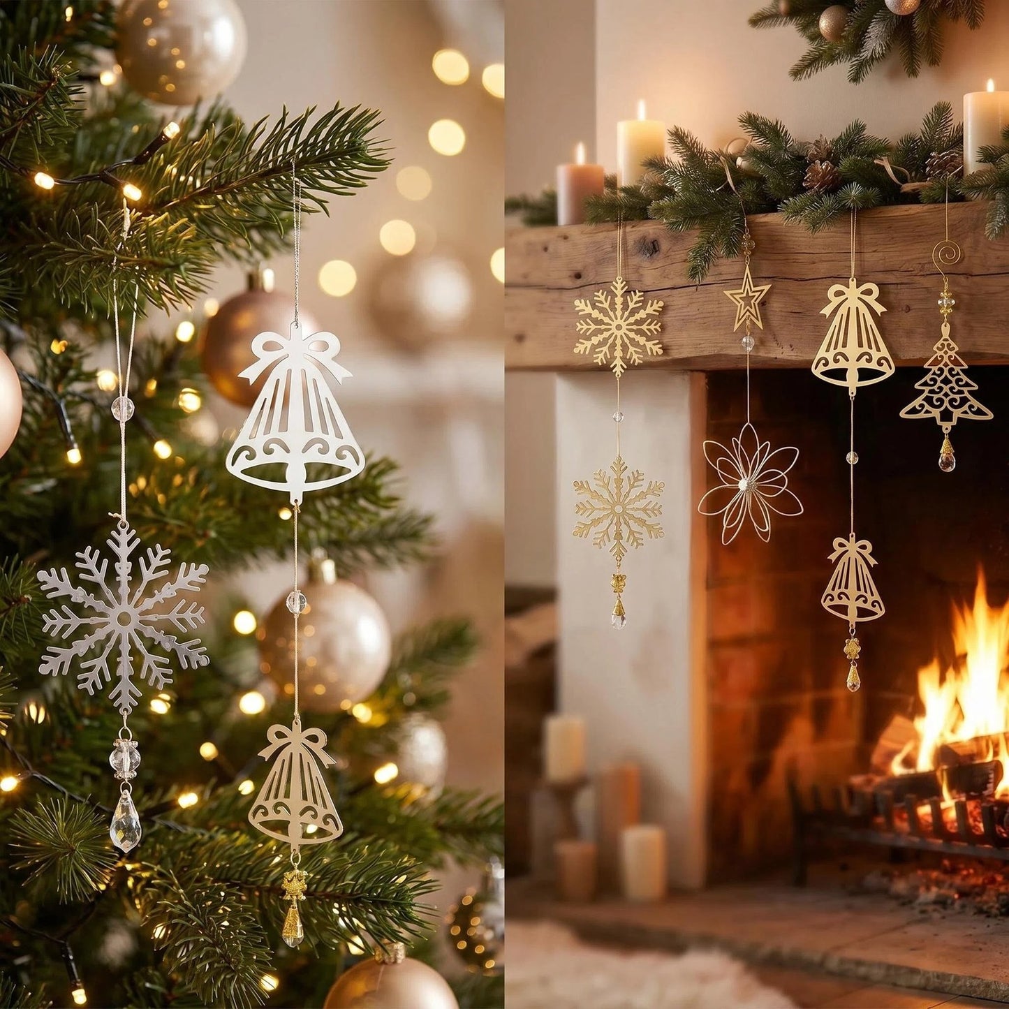 Metal Bell & Snowflake Christmas Garland alternate product view