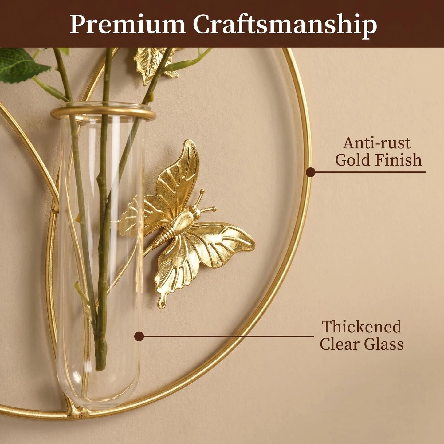 Gold Geometric Metal Wall Vase product detail view