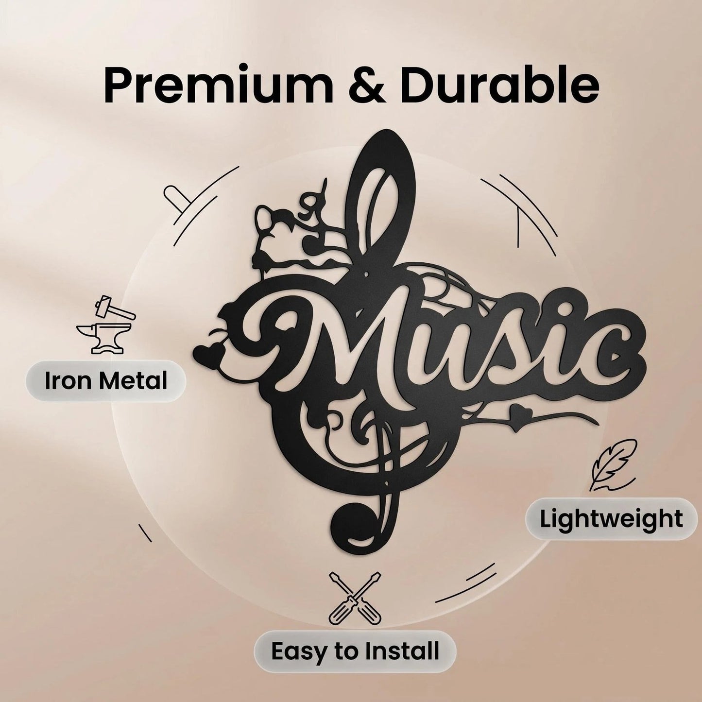 Music Note Metal Wall Art alternate product view