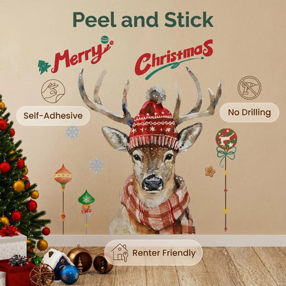 Christmas Reindeer Wall Sticker Holiday Home Decor