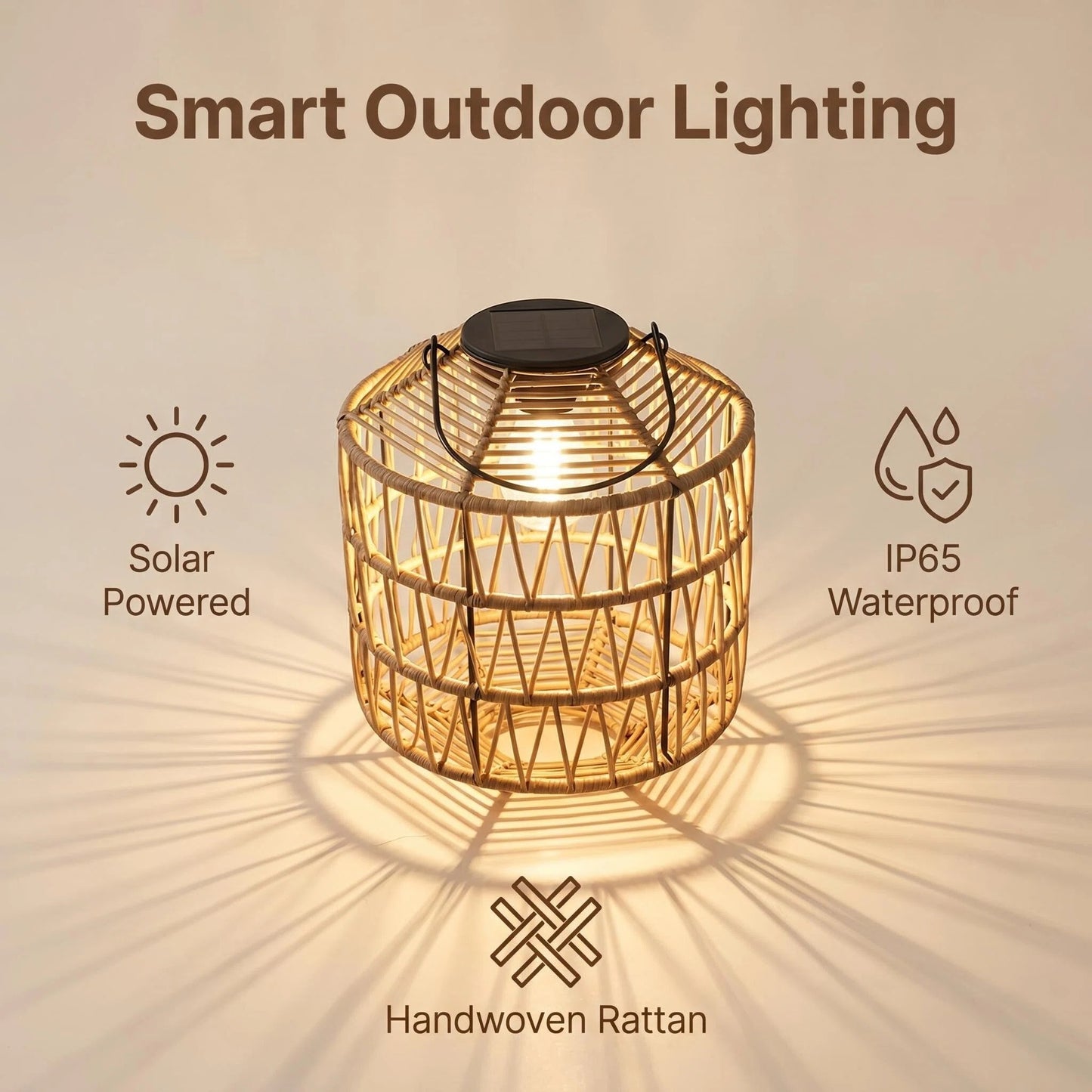 Solar Woven Rattan Lantern
